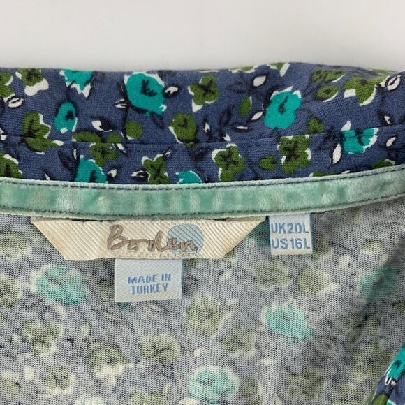 Boden Blue Green Collared Midi Shirt Dress with Sash Size 16 L 0064 - Picture 4 of 7